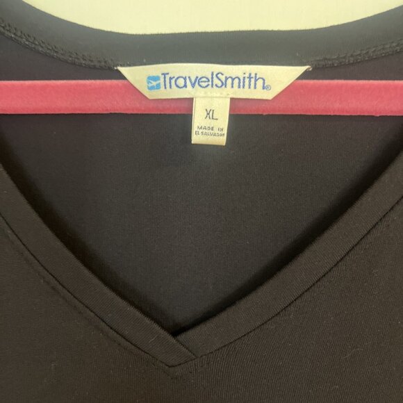 Travelsmith Womens Black Short Sleeve Maxi Dress XL Knit Travel Packable V Neck - Picture 5 of 11